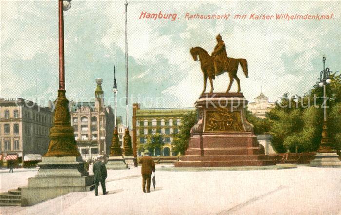 HAMBURG  CITY Rathausmarkt mit Kaiser Wilhelm Denkmal