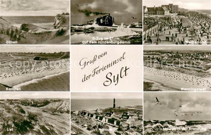 Insel Sylt Duenen Kampen List Westerland Wenningstedt Hoernum Brandung D Zug im