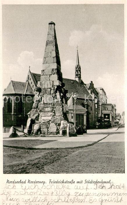 Norderney Nordseebad Friedrichstrasse mit Staedtedenkmal