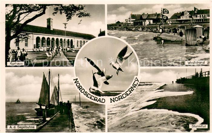 Norderney Nordseebad Kurhaus Weststrand An der Segelbuehne Sturmflut