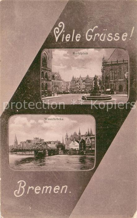 BREMEN  CITY Marktplatz Brunnen Weserbruecke