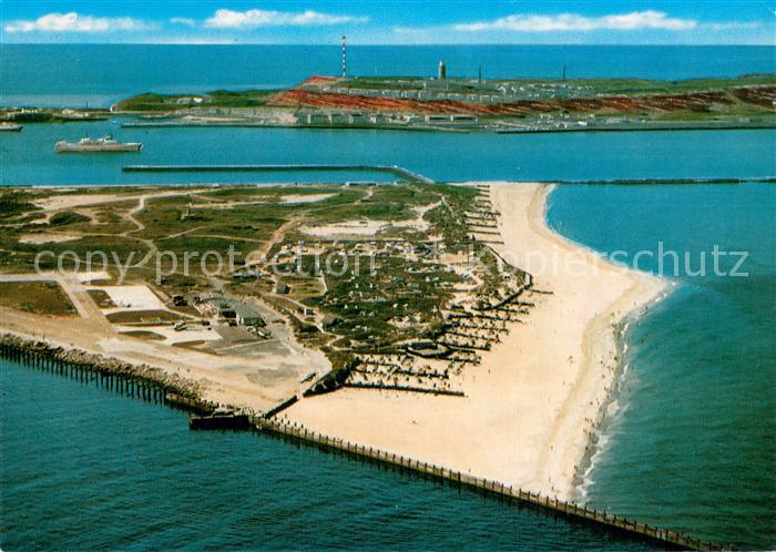HELGOLAND Insel Schleswig-Holstein Badeduene und roter Sandsteinfelsen Fliegerau
