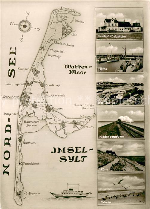 Insel Sylt Gasthof Koenigshafen Hafen Insel Express Hindenburgdamm Kueste Moewen