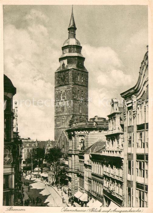 BREMEN  CITY Obernstrasse mit Ansgarikirche