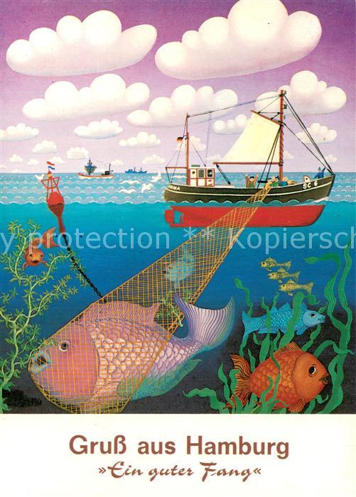 HAMBURG CITY Ein guter Fang Kuenstlerkarte