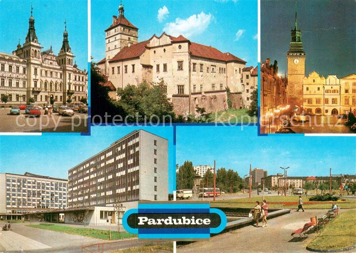 Pardubice Pardubitz CZ Radnice Zamek od jihozapadu Zelena brana Budovy Chemie a