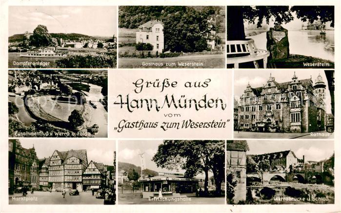 Hann. Muenden Gasthaus zum Weserstein Dampferanleger Marktplatz Erfrischungshaus