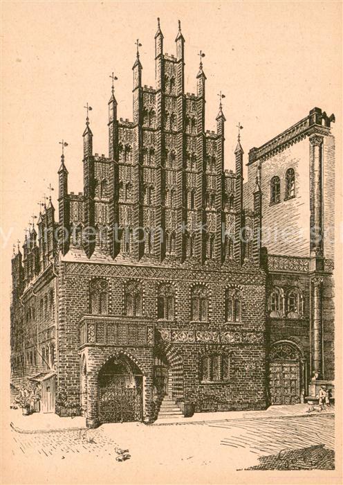 HANNOVER CITY Altes Rathaus mit Ratslaube Zeichnung