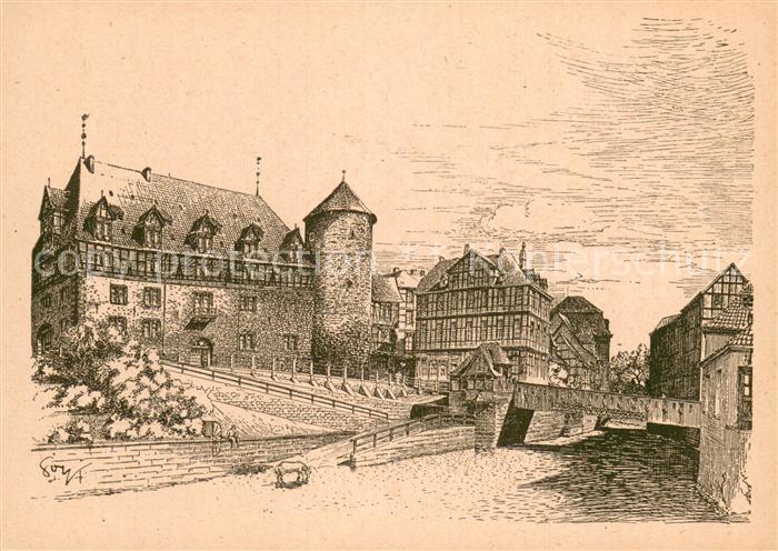 HANNOVER CITY Das Hohe Ufer der Leine mit ehem Zeughaus und Beginenturm