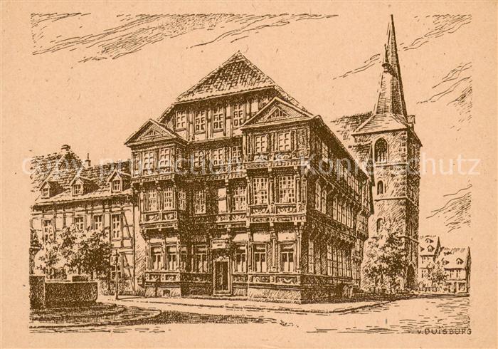 Alt Hildesheim Neustaedter Schaenke mit Lambertikirche Zeichnung