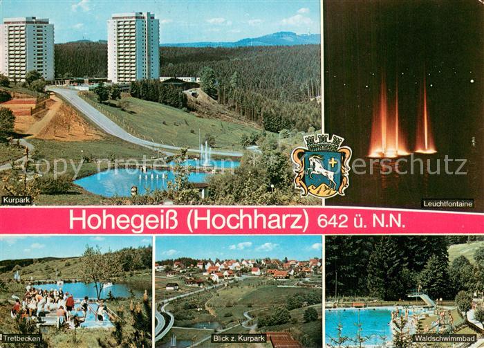 Hohegeiss Harz Kurpark Leuchtfontaine Tretbecken Panorama Waldschwimmbad