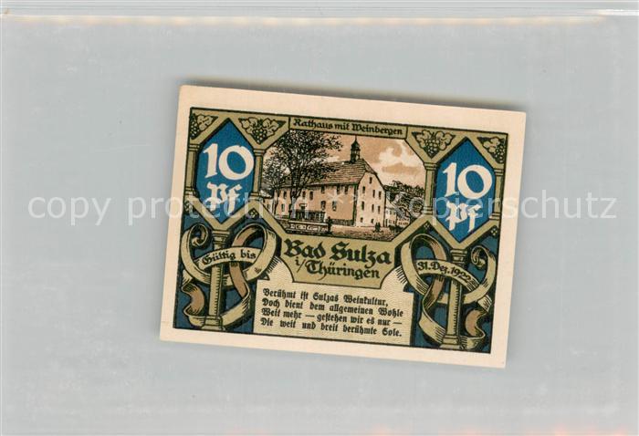 Bad Sulza Notgeldschein Zehn Pfennig