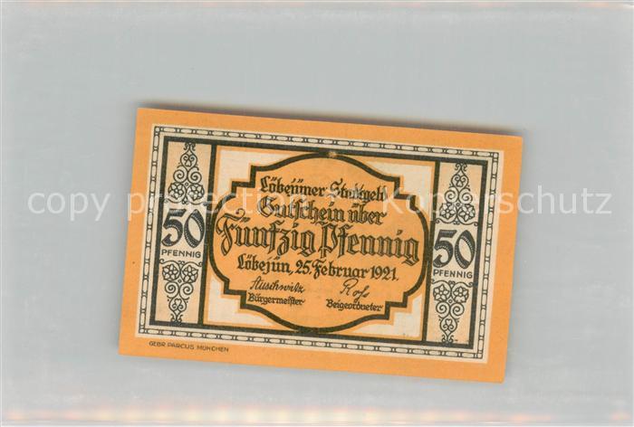 Loebejuen Saalekreis Notgeldschein Fuenfzig Pfennig
