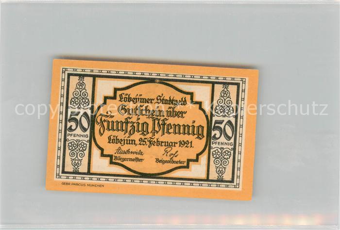 Loebejuen Saalekreis Notgeldschein Fuenfzig Pfennig