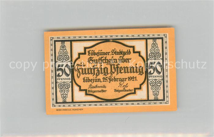 Loebejuen Saalekreis Notgeldschein Fuenfzig Pfennig