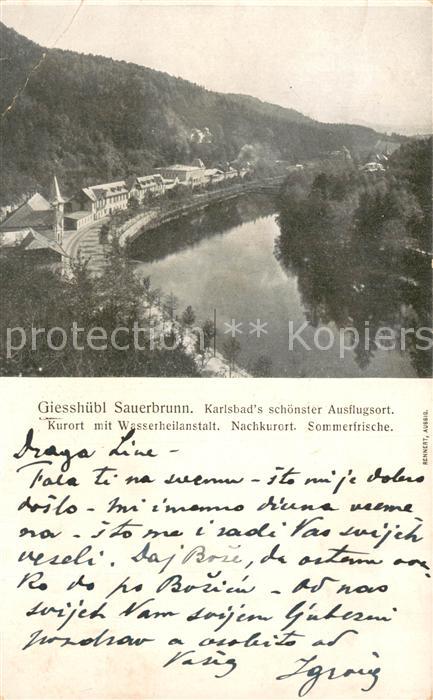 Giesshuebl-Sauerbrunn Tschechien Teilansicht m. Fluss