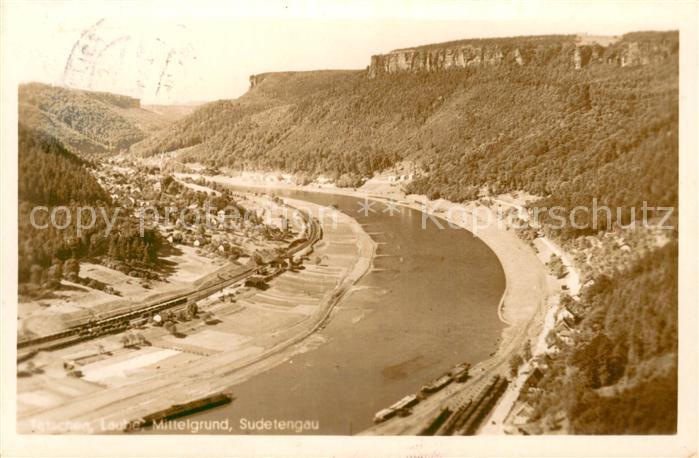 Tetschen-Bodenbach Boehmen Decin CZ Mittelgrund Sudetengau Fluss-Tal