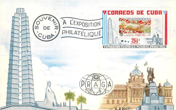Prag  Prahy Prague Souvenier de Cuba A L Exposition Philatelique