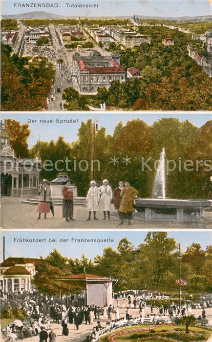Franzensbad Boehmen Totalansicht - Sprudel - Fruehkonzert b. d. Franzensquelle
