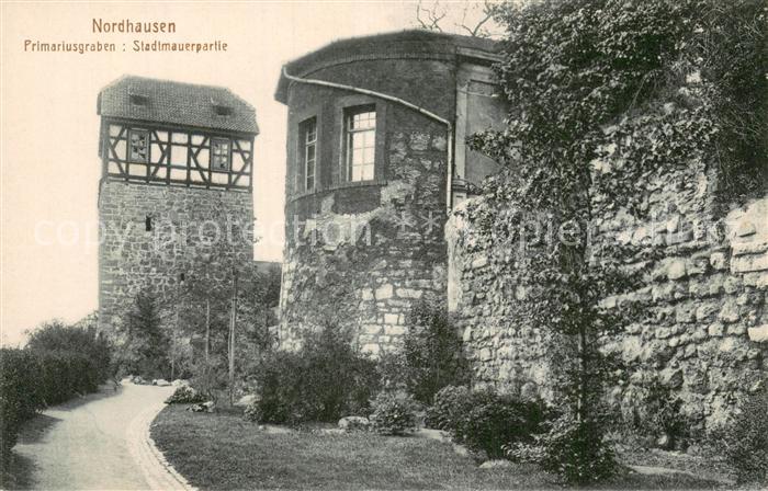 Nordhausen Thueringen Primariusgraben Stadtmauerpartie