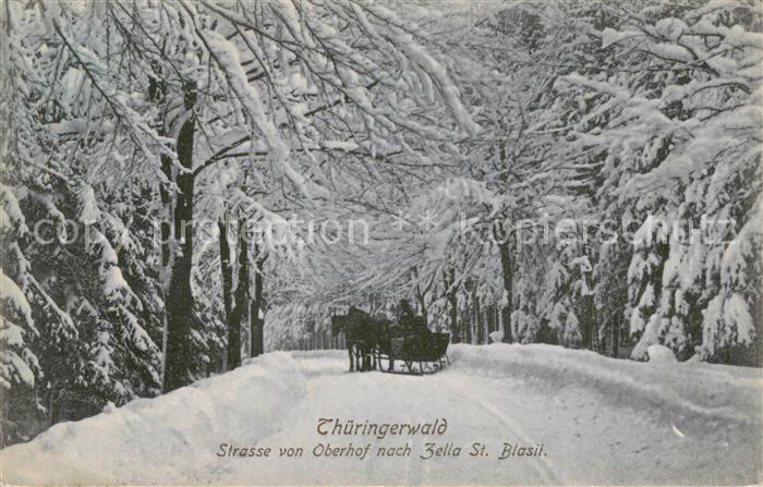 Oberhof Thueringen Thueringerwald Kutsche Im Winter Strasse-Oberhof-Zella-St.Bla
