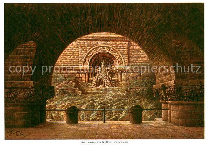 Kyffhaeuserdenkmal Barbarossa am Kyffhaeuserdenkmal Kuenstlerkarte R. Fuehr