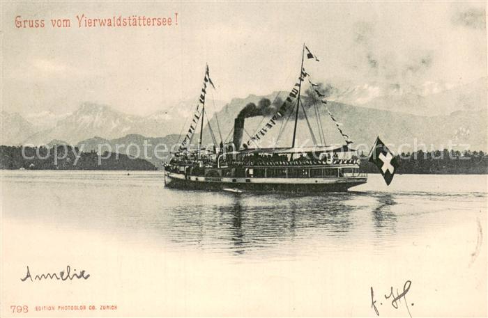 Dampfer Seitenrad Vierwaldstaettersee Schweiz