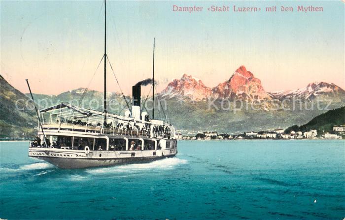 Dampfer Seitenrad Stadt Luzern Mythen