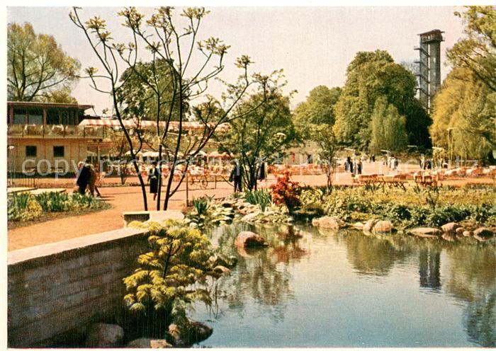 Expositions Gartenbau Hamburg 1953 Seeterrasse mit Philips Turm