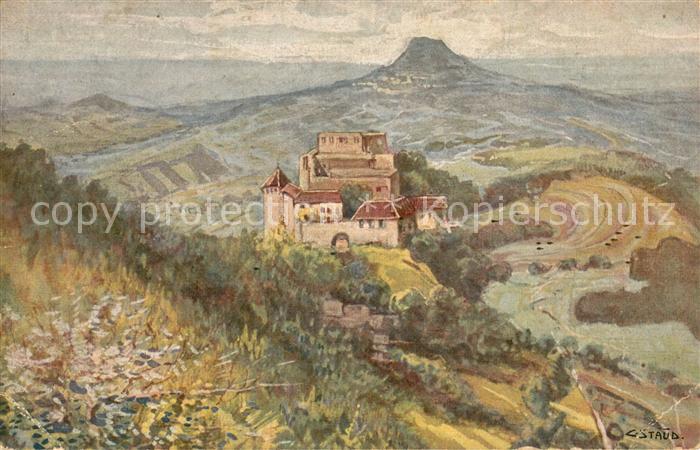 Hohenrechberg mit Hohenstaufen Kuenstlerkarte