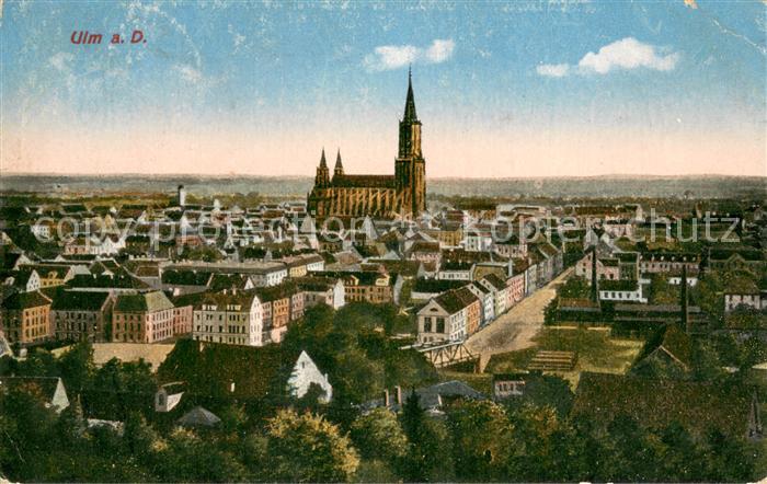 Ulm Donau Panorama mit Muenster Feldpost