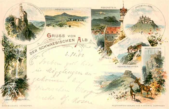 Schwaebische Alb Burg Lichtenstein Hohenstaufen Rosenstein Hohenzollern Rechberg