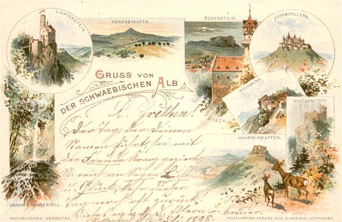 Schwaebische Alb Lichtenstein Hohenstaufen Rosenstein Hohenzollern Rechberg Reus