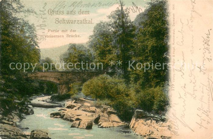 Schwarzatal Partie mit der steinernen Bruecke