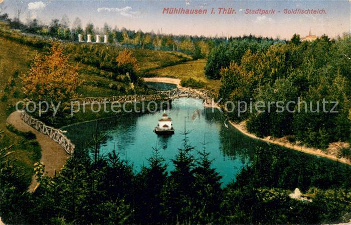 Muehlhausen Thueringen Stadtpark Goldfischteich Feldpost