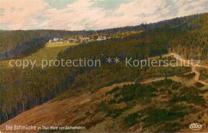 Schmuecke Gehlberg Thueringen Blick vom Sachsenstein