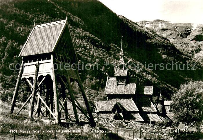 Sogn Norge Borgund gamle stavkirke og klockketarn