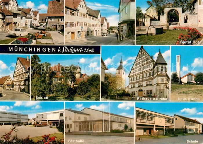 Muenchingen Spital Hof Schloss Rathaus Kirche Schule Festhalle