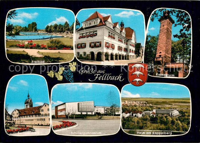 Fellbach Freibad Rathaus Kernenturm Berliner Platz Schillergymnasium Heim am Kap