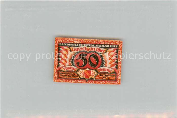 Karlsruhe Baden 50 Pfennig Schein