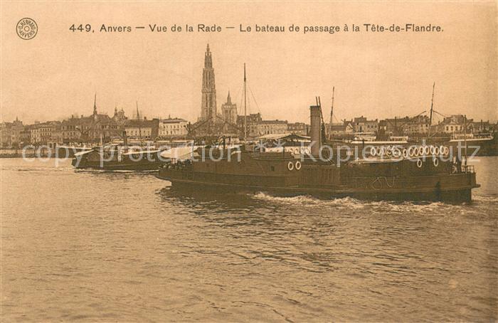 Anvers Antwerpen Vue de la Rade Le bateau de passage a la Tete de Flandre