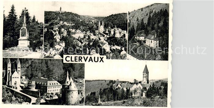 Clervaux Luxembourg Bildstock Panorama Kirche Schloss