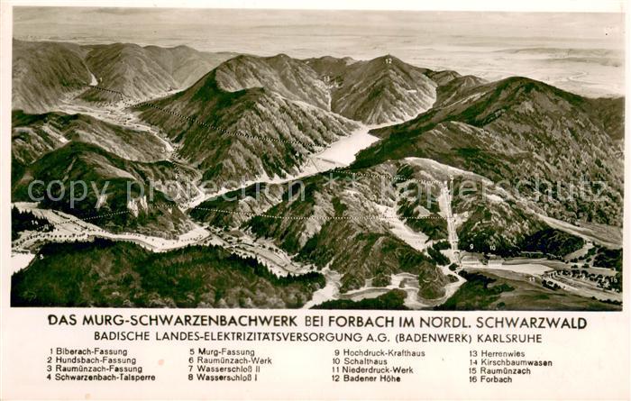 Forbach Baden Murg Schwarzenbachwerk Panoramakarte