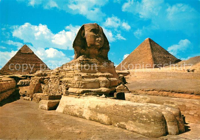 Giza Gizeh Egypt Grosse Sphinx v. Giza u. Kheops Pyramide