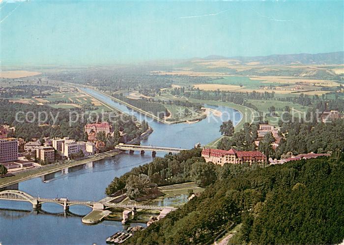 Piestany Fliegeraufnahme Fulss m. Bruecken