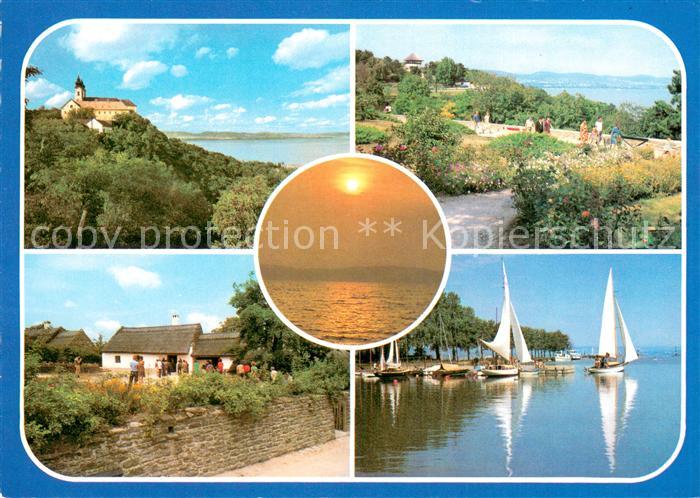 Tihany HU Teilansichten See-Ansichten Reetdach-Haeuser