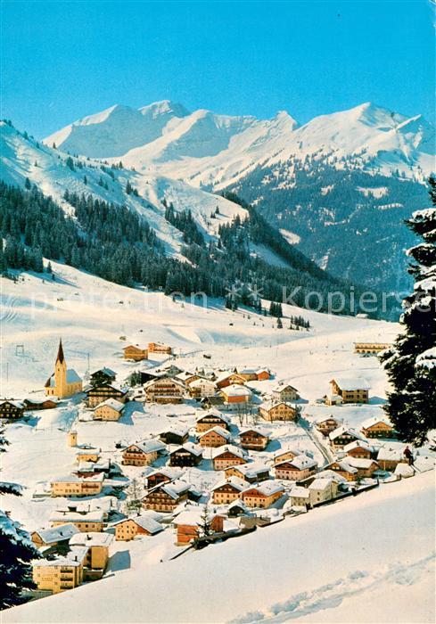Berwang Tirol AT Gesamtansicht Winter Schnee Wintersport Knittelkarspitze Steink