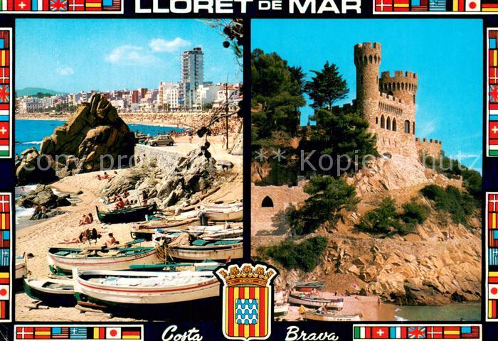 Lloret de Mar Strand m. Fischerbooten - Burg-Festung