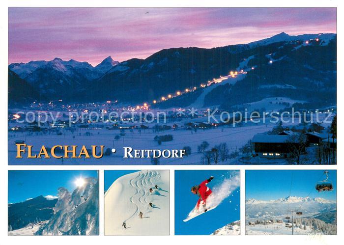 Flachau Gesamtansicht bei Nacht Wintersportzentrum