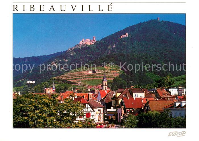 Ribeauville Haut Rhin Alsace 68 Teilansicht m. Burgruinen